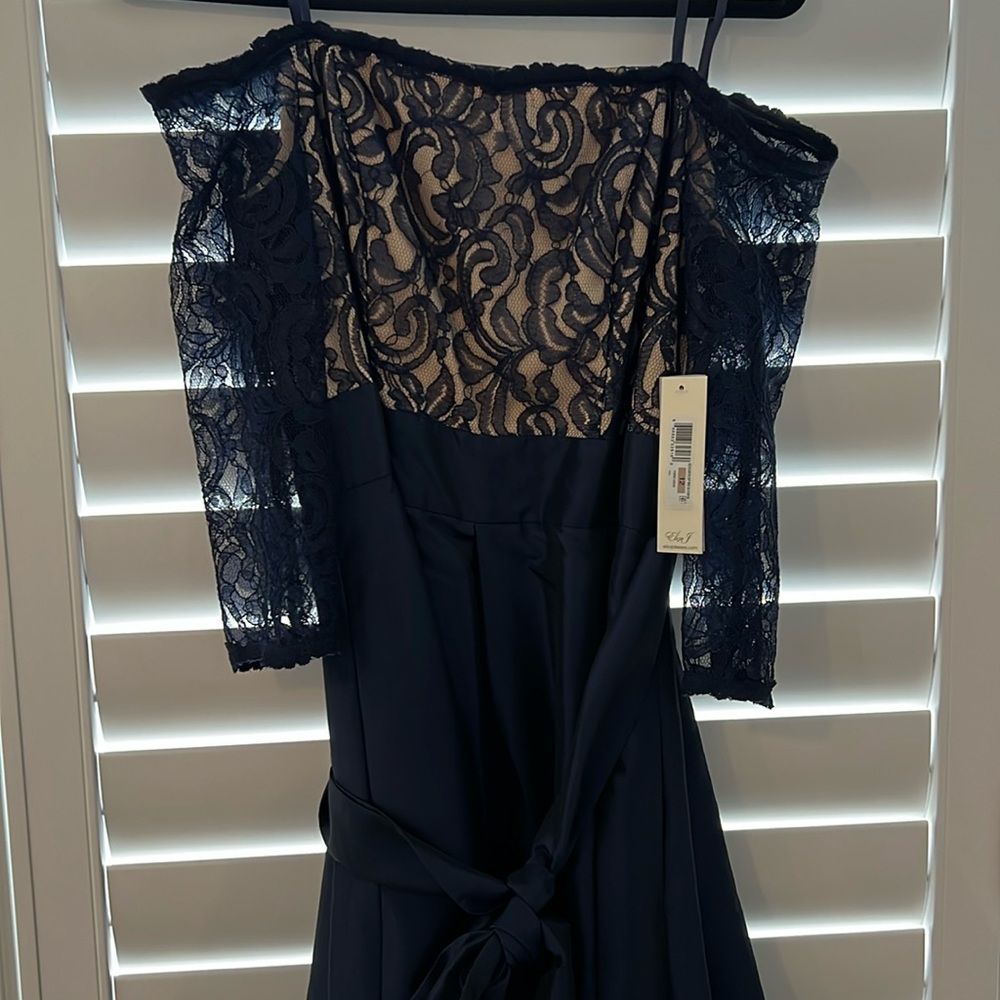 Eliza J Navy Blue Fit and Flare Sweetheart Dress